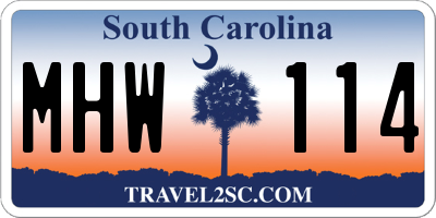 SC license plate MHW114