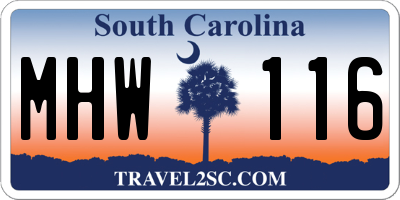 SC license plate MHW116