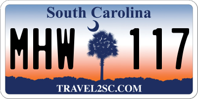 SC license plate MHW117