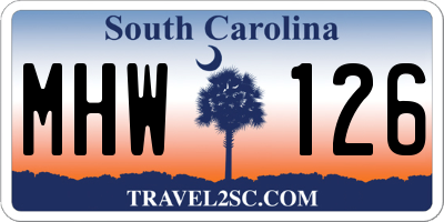 SC license plate MHW126
