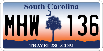 SC license plate MHW136