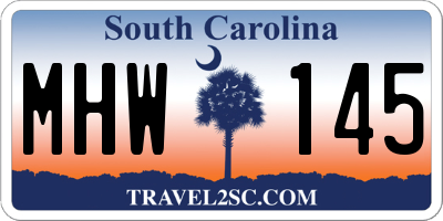 SC license plate MHW145