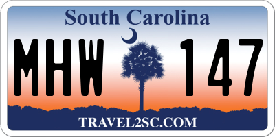 SC license plate MHW147