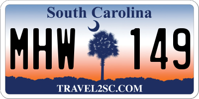 SC license plate MHW149