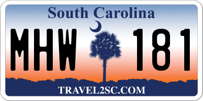 SC license plate MHW181