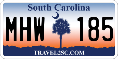 SC license plate MHW185