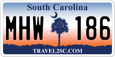 SC license plate MHW186