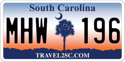 SC license plate MHW196