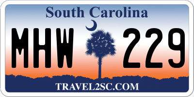 SC license plate MHW229