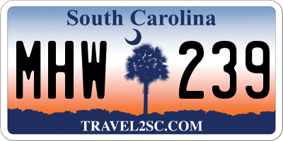 SC license plate MHW239