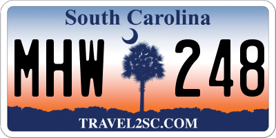 SC license plate MHW248