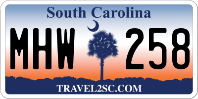 SC license plate MHW258