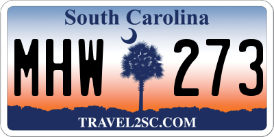 SC license plate MHW273