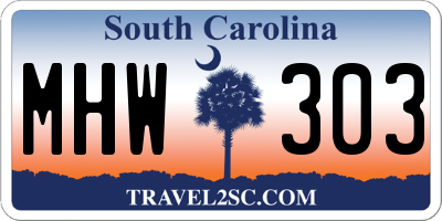 SC license plate MHW303