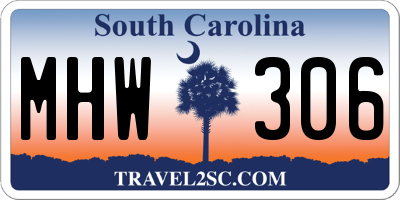 SC license plate MHW306