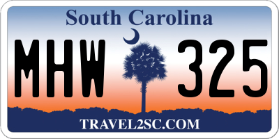 SC license plate MHW325