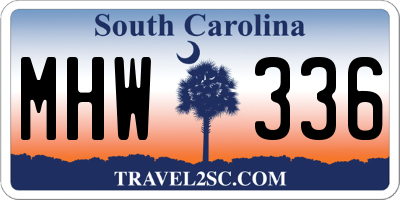 SC license plate MHW336