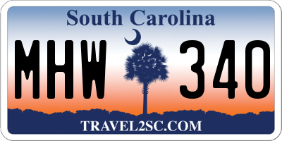 SC license plate MHW340