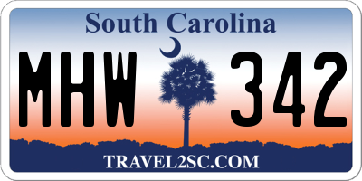 SC license plate MHW342
