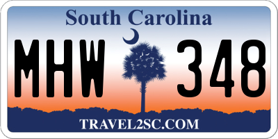 SC license plate MHW348