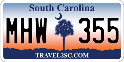 SC license plate MHW355