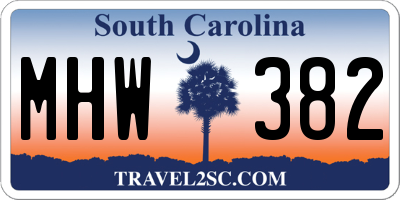 SC license plate MHW382