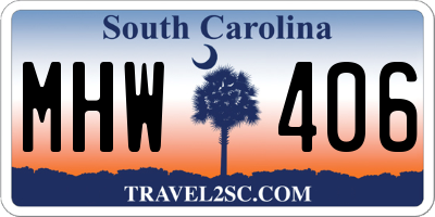 SC license plate MHW406