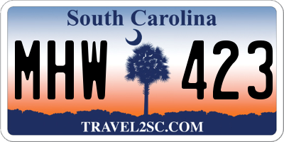 SC license plate MHW423