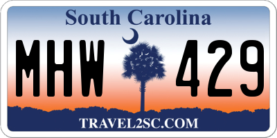 SC license plate MHW429