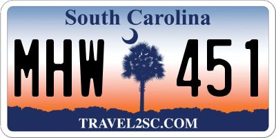 SC license plate MHW451