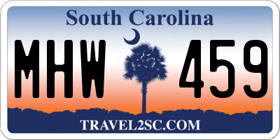 SC license plate MHW459