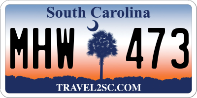 SC license plate MHW473