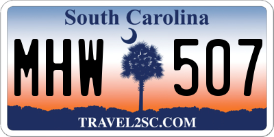 SC license plate MHW507
