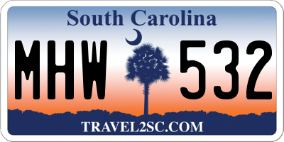 SC license plate MHW532