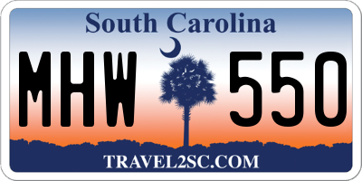 SC license plate MHW550