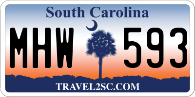 SC license plate MHW593