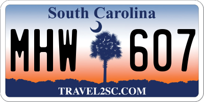SC license plate MHW607