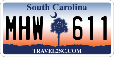 SC license plate MHW611