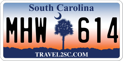 SC license plate MHW614