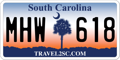 SC license plate MHW618