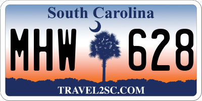 SC license plate MHW628