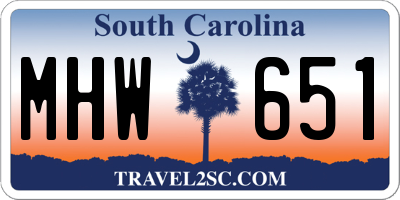 SC license plate MHW651