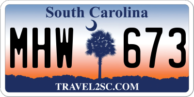 SC license plate MHW673