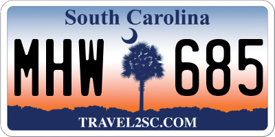 SC license plate MHW685