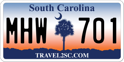 SC license plate MHW701
