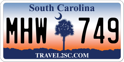 SC license plate MHW749