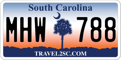 SC license plate MHW788