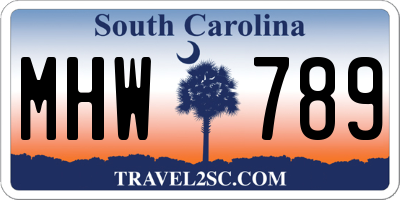 SC license plate MHW789