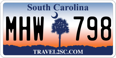 SC license plate MHW798