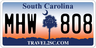 SC license plate MHW808